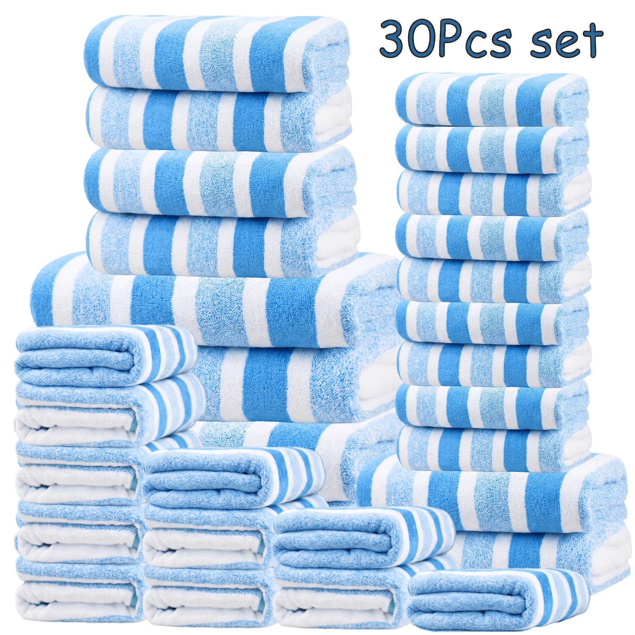 30pcs large wide   towel set quick