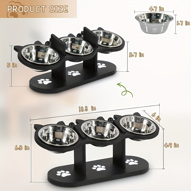 15 tilted stainless steel elevated cat bowls adjustable