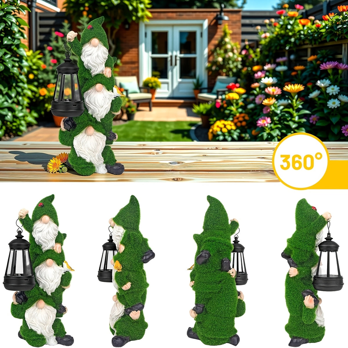 garden statues solar gnomes featuring a resin gnome figurine