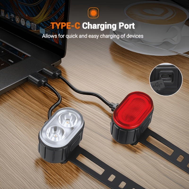 4 pack bike light set 2pcs front lights 2pcs rear lights