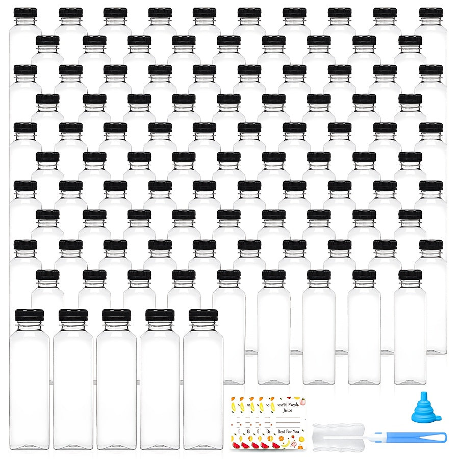 100pcs bulk 16oz clear reusable plastic juice bottles caps