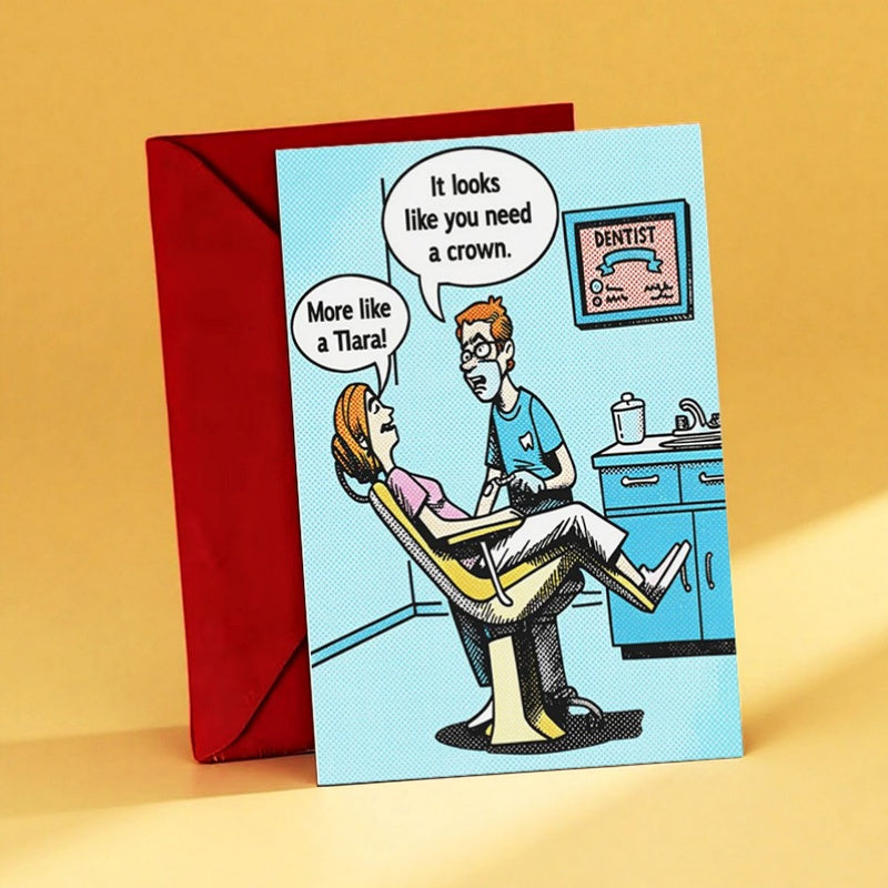 1pc funny dental humor greeting card cartoon comic style