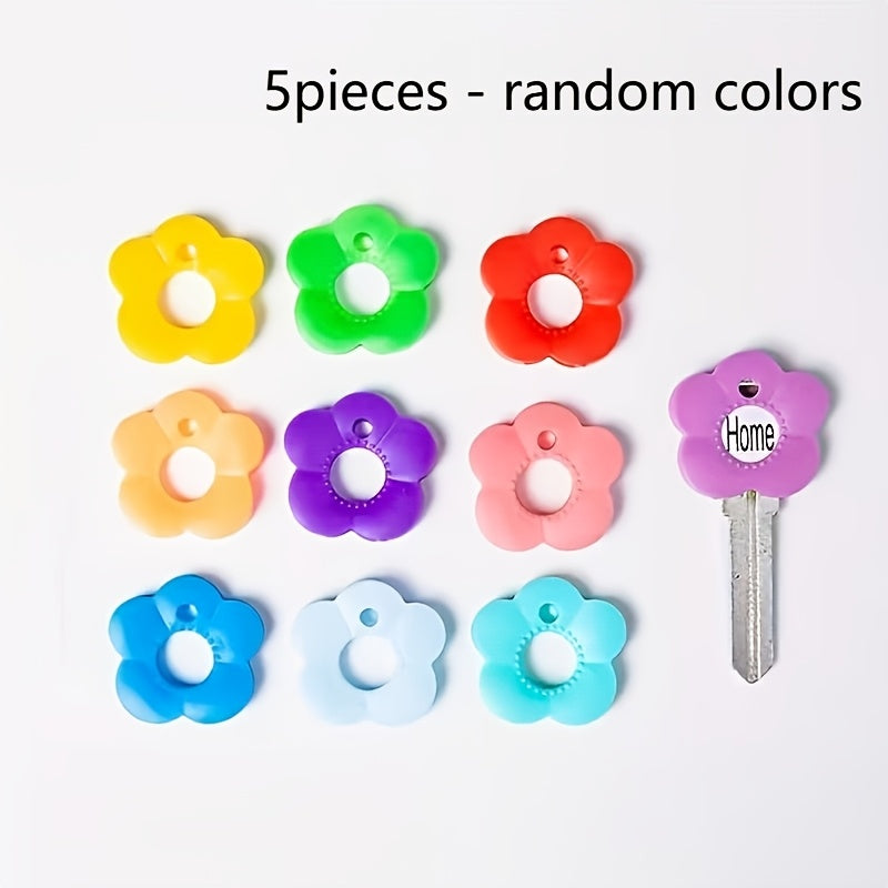 gift 5 piece   multi color flower shaped keycap set