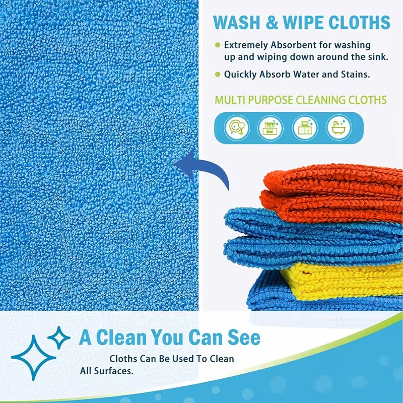 50pcs random color microfiber cleaning cloths quick drying