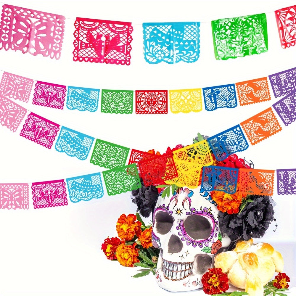 colorful papel picado banner mexican celebrations 18 feet