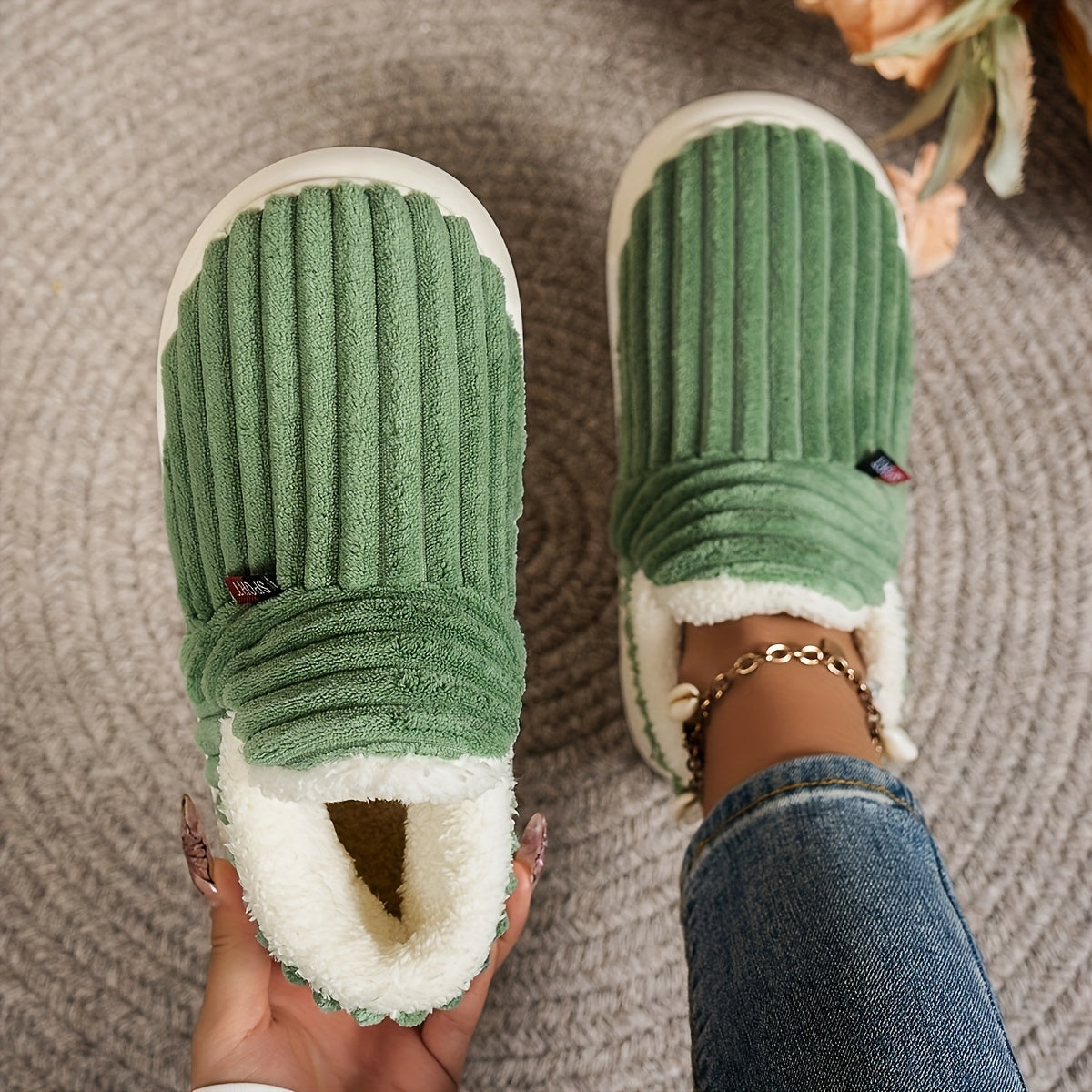fashionable   warm fleece lined slippers casual