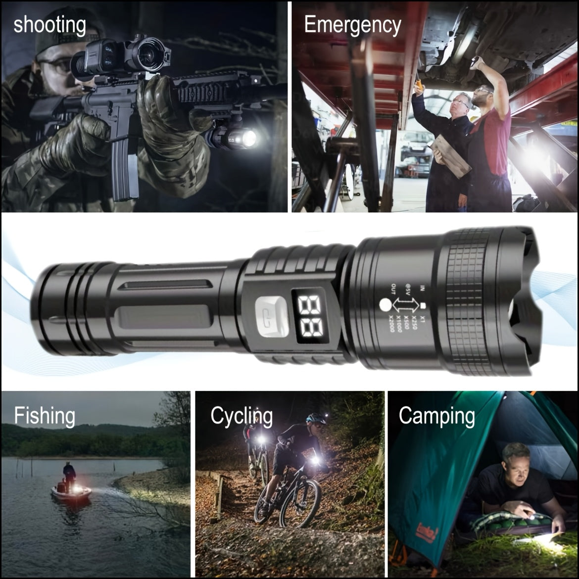 4pcs rechargeable high power led flashlights