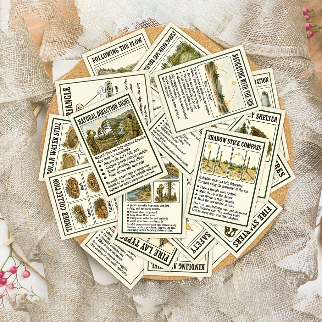 50pcs wilderness survival skill postcards vintage outdoor