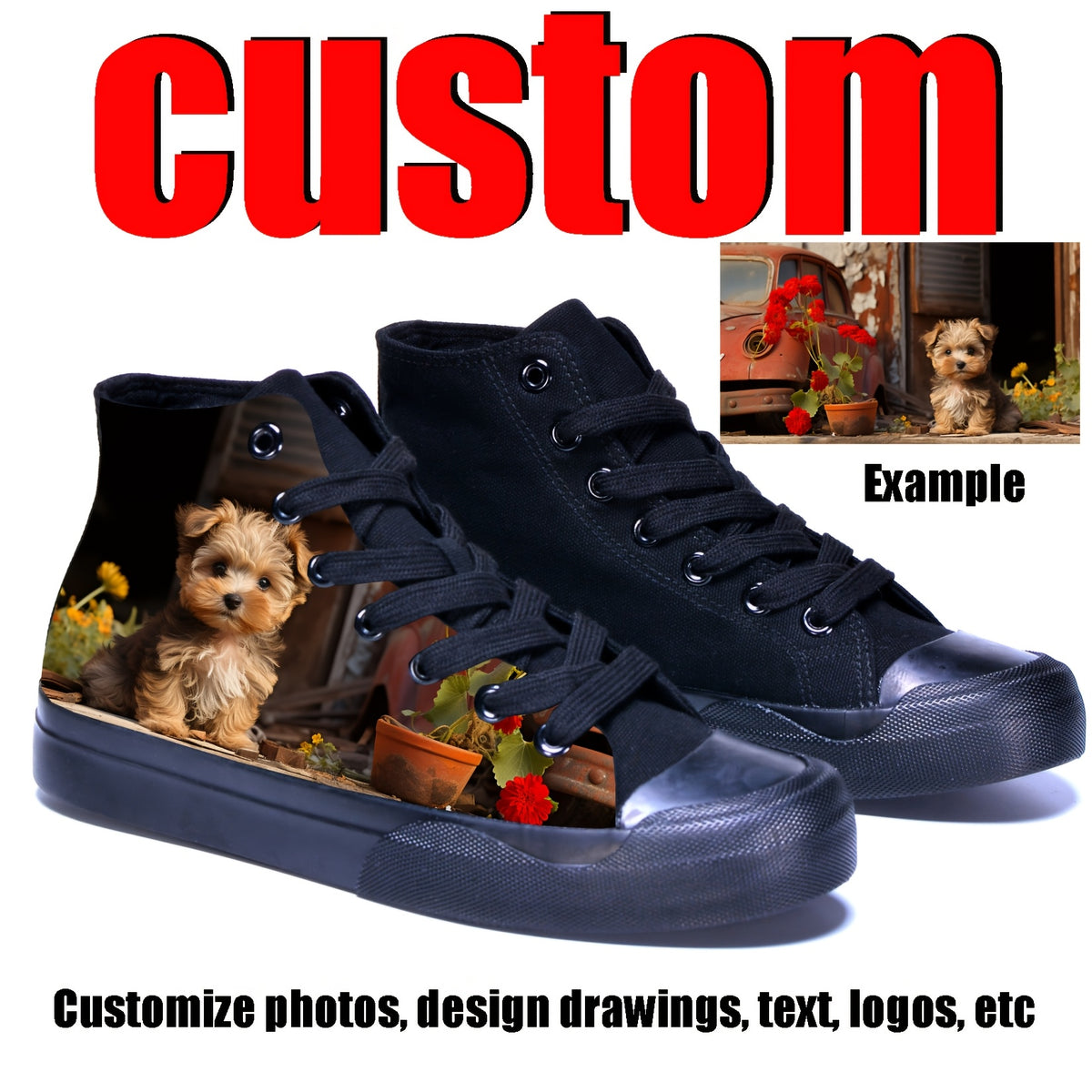 mens custom high top canvas sneakers a full print design
