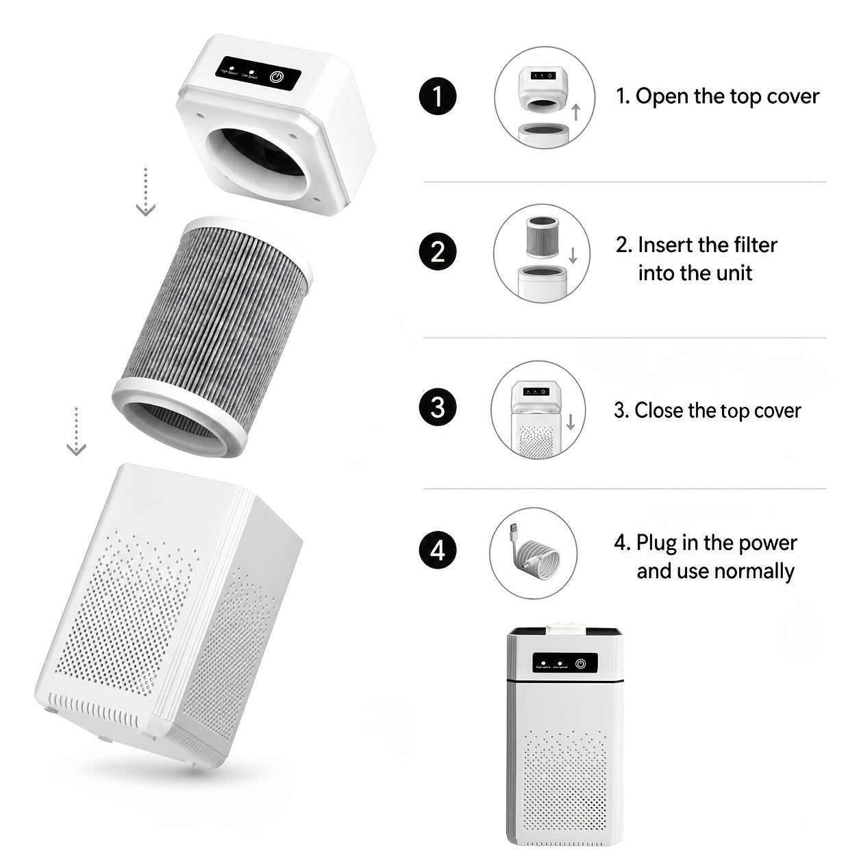 portable     h13 grade true hepa filter