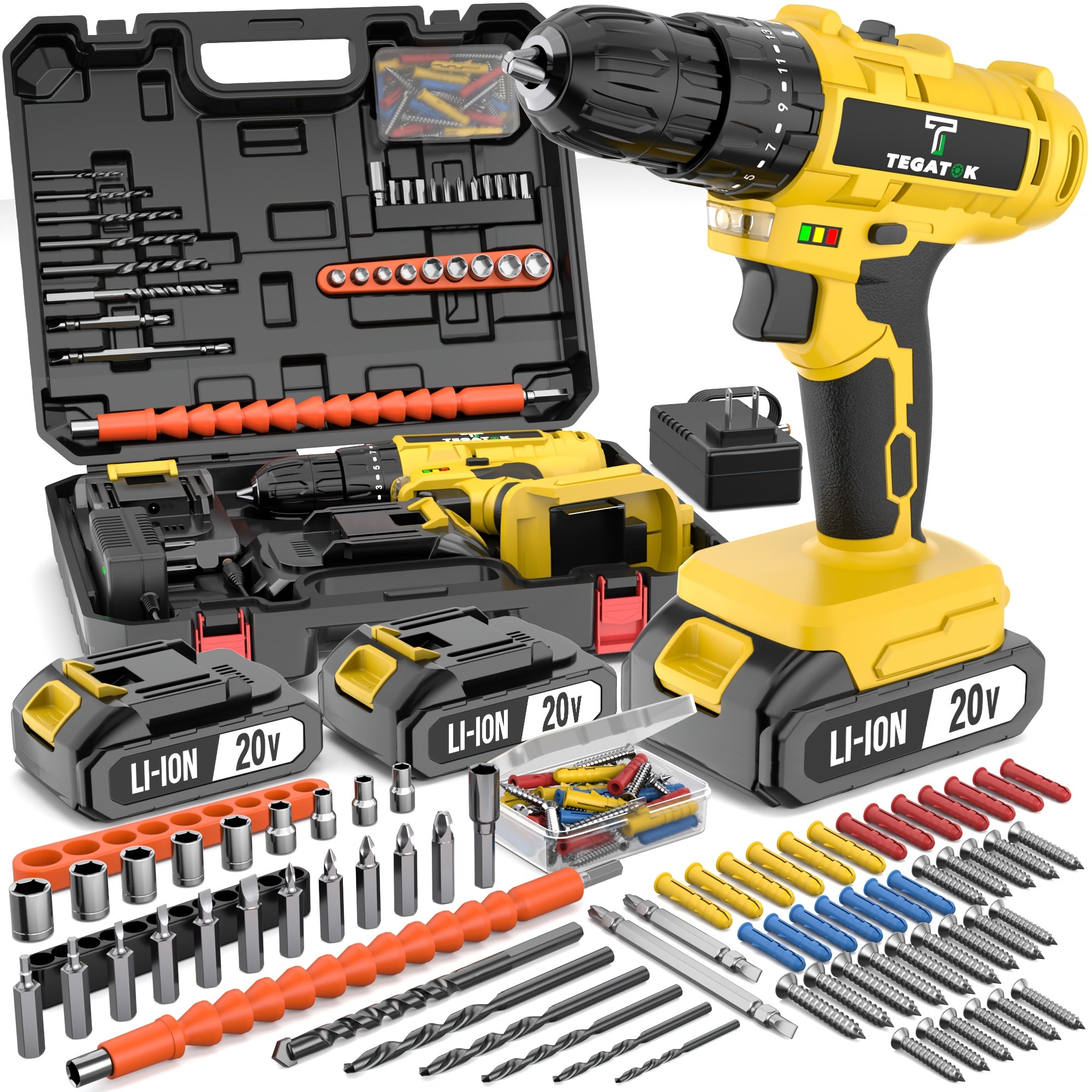 20v 58 136pcs 147pcs cordless impact drill kit 20