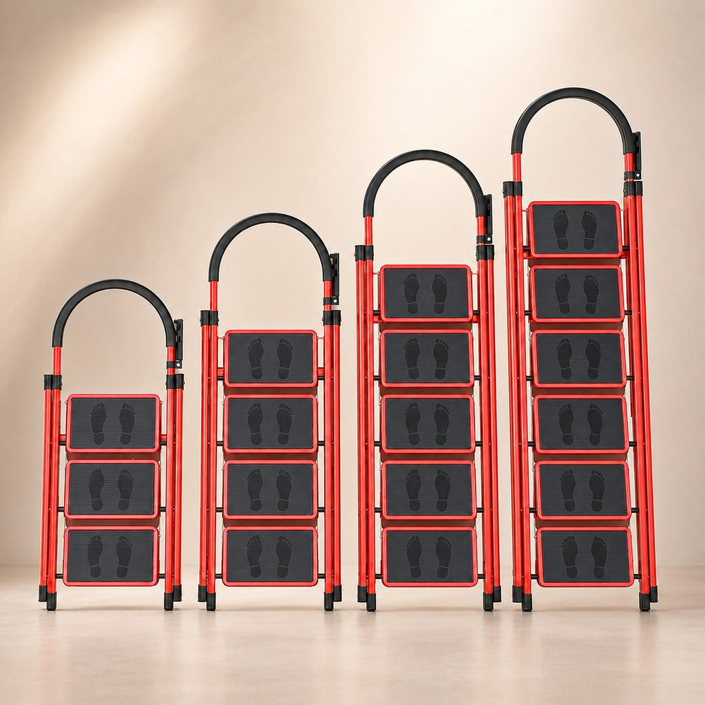 6/5/4/3 step ladder with anti-slip pedal - folding step stool with tool tray, 500lbs portable steel ladder for  , for home kitchen library office (6/5/4/3 steps) - vsyakui | High-quality & Affordable | Temu