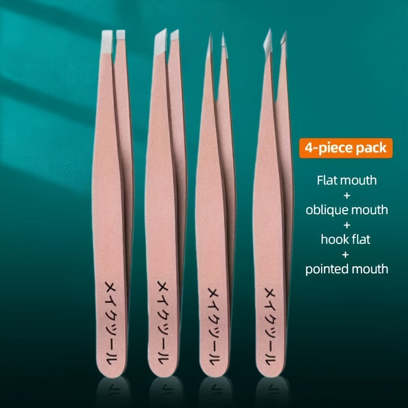 rose gold japanese stainless steel tweezers 4 piece set