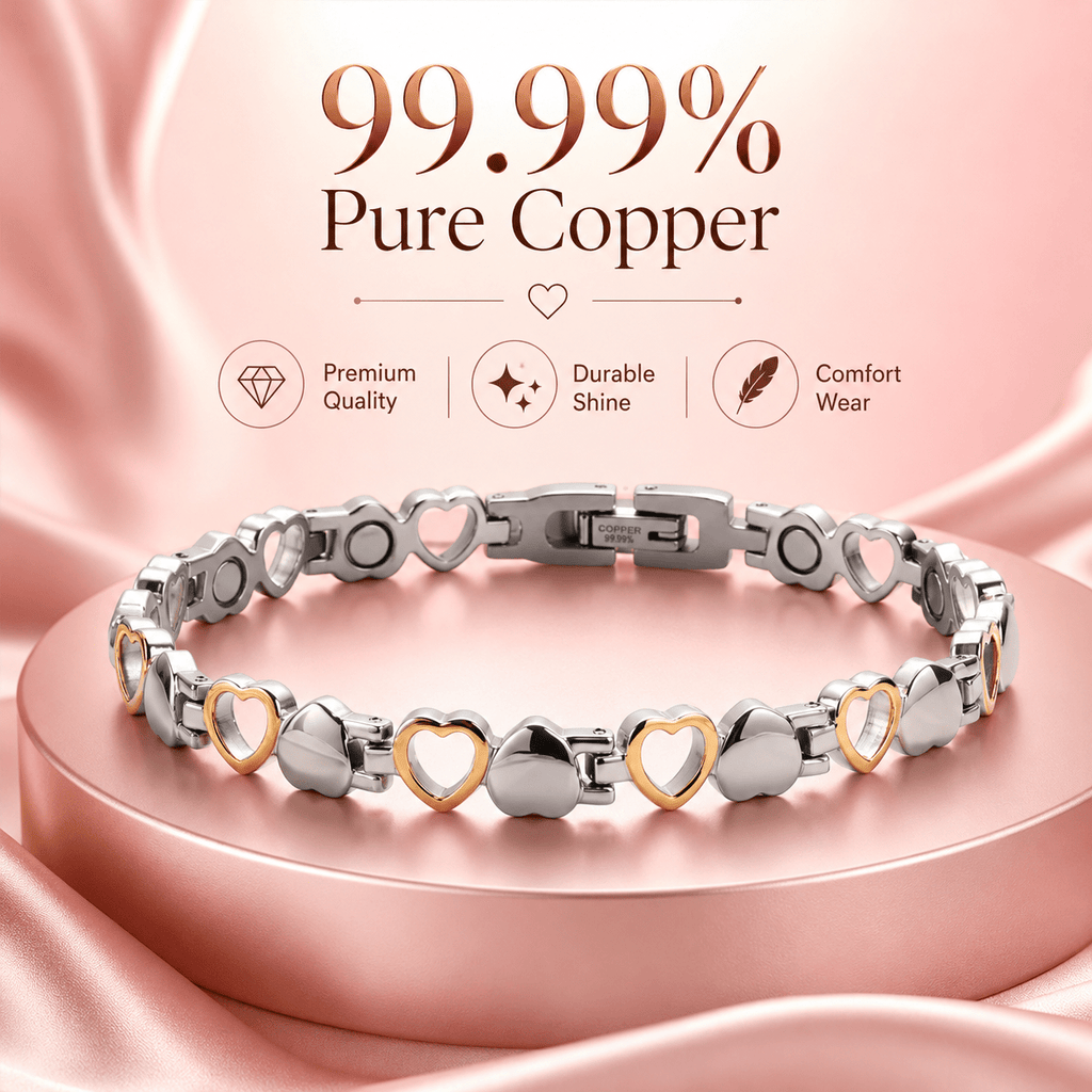 pure copper bracelet women two tone silver golden