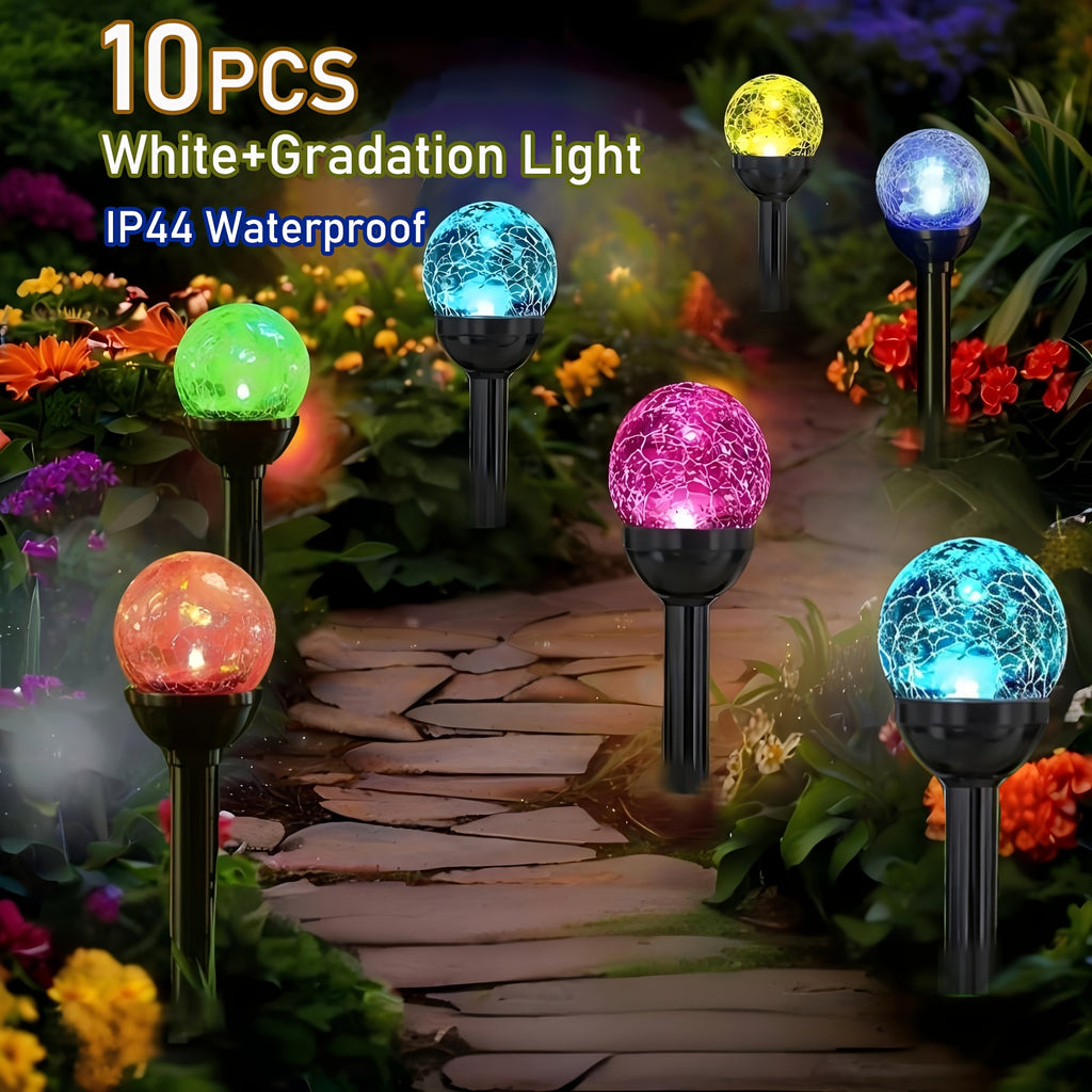 a set 10 solar powered outdoor garden lights change colors