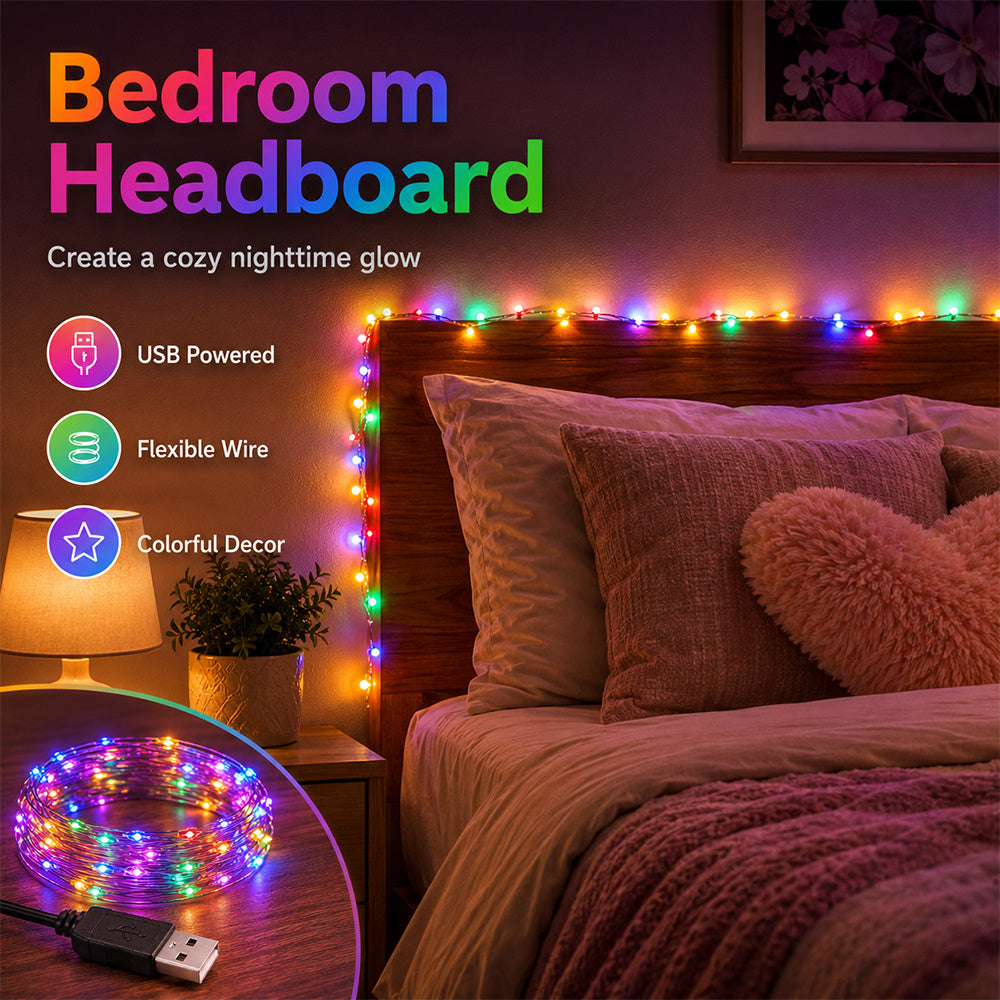 1pc   indoor holiday fairy string lights multicolor usb