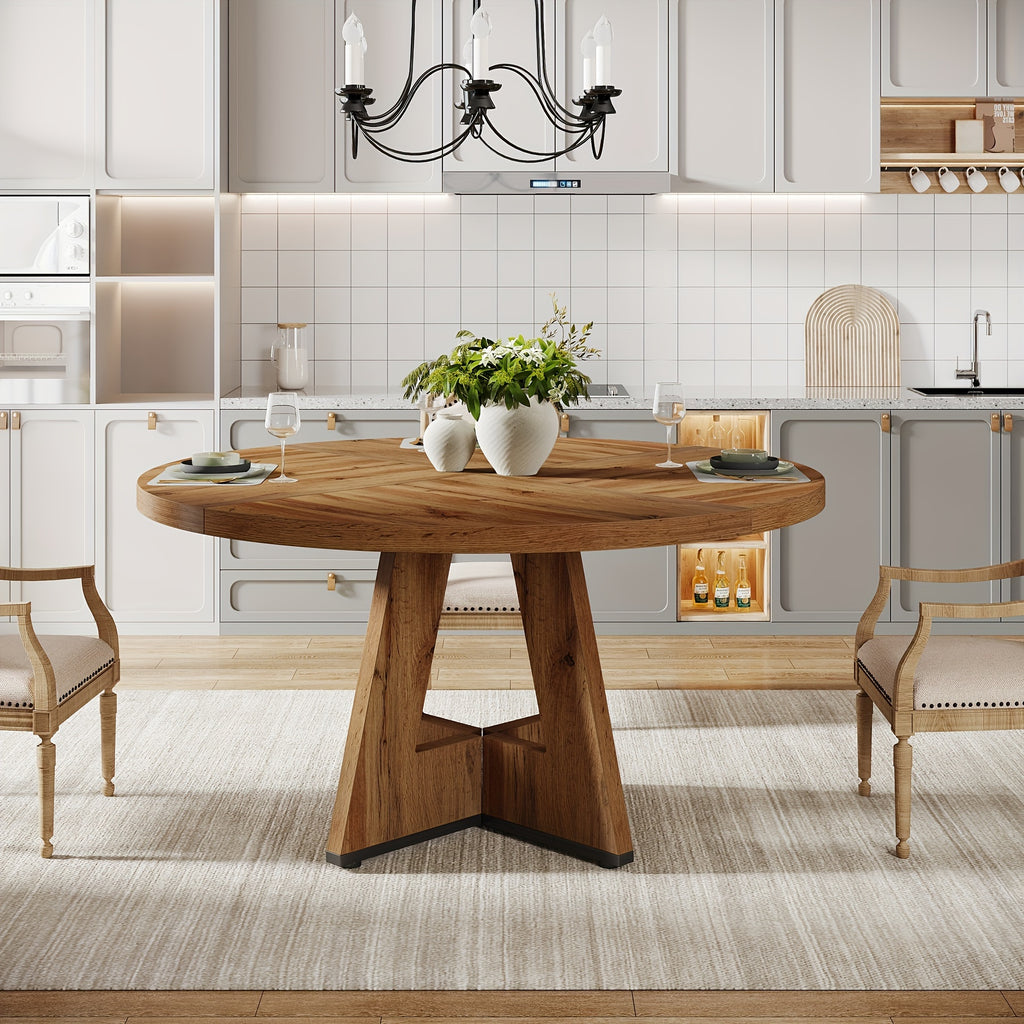47 inch farmhouse dining table rustic round dinner table 4