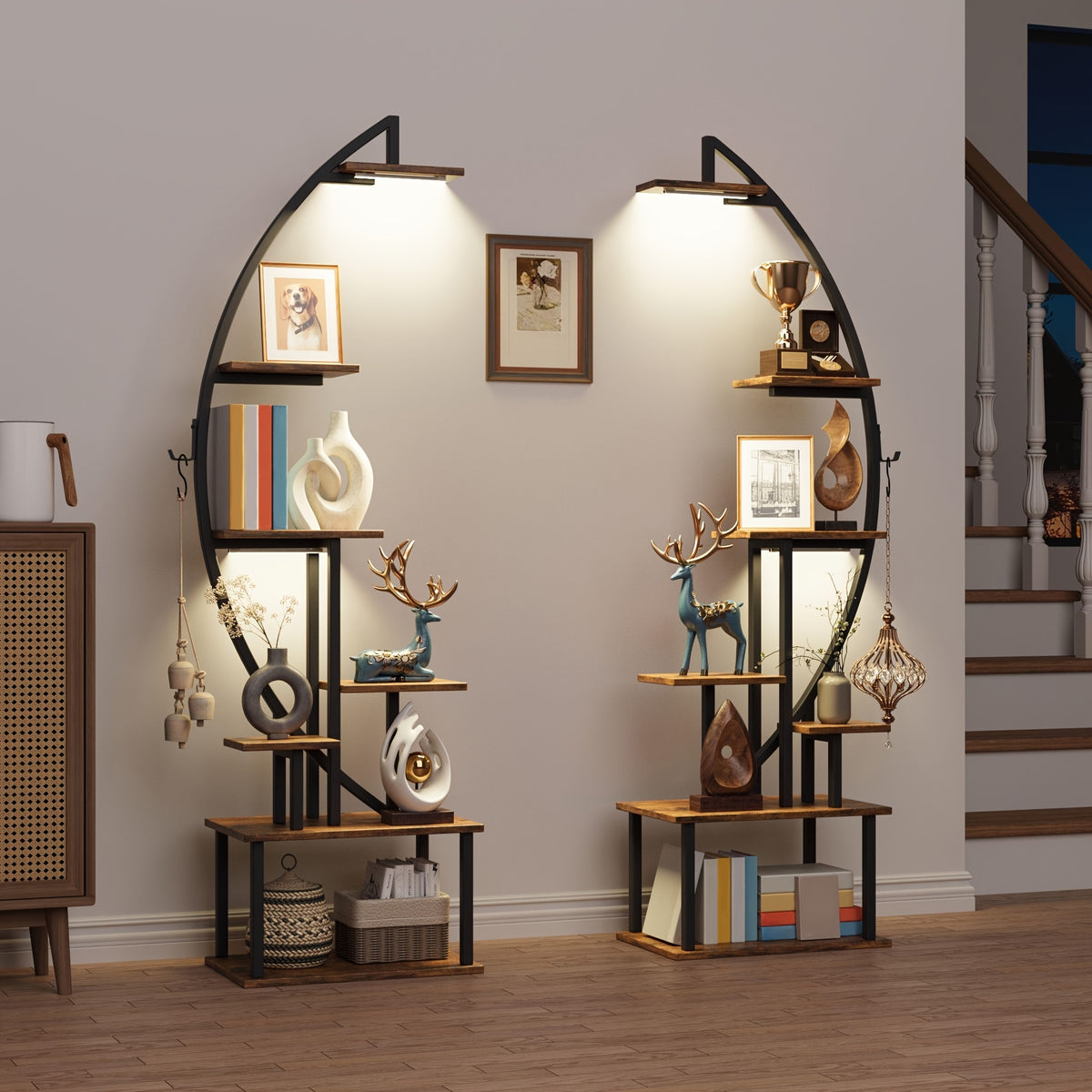 2pcs bookshelf lights 7 tiered 65 multi functional metal