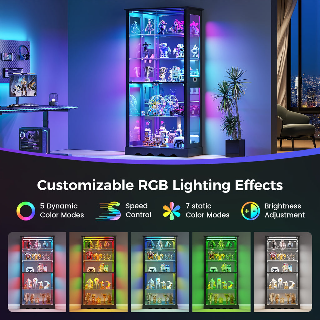 display cabinet glass doors 71 tall   rgb lights