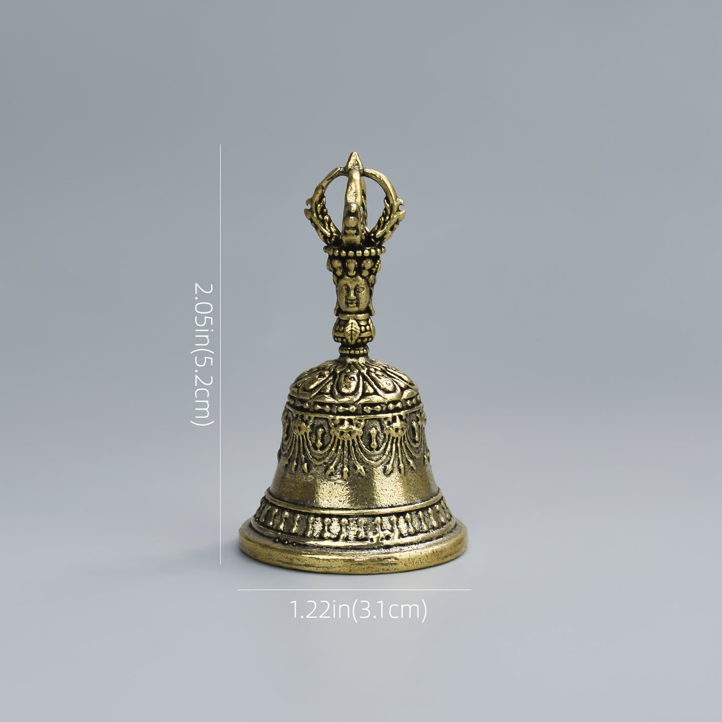 one carved bronze bell hand held shaker clapping handle