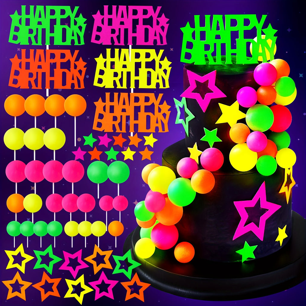 glowing glow ball cake toppers set   play cake