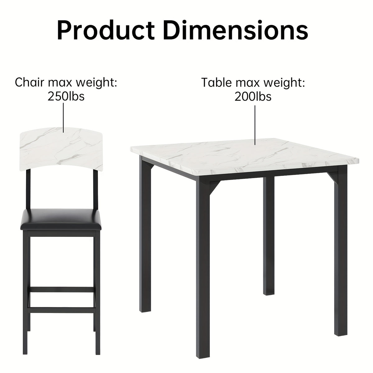 5pcs dining table chair set 1 counter height table 4