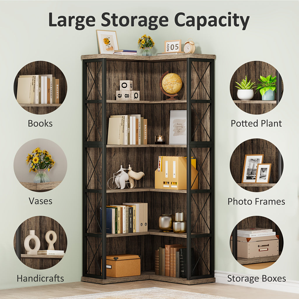 5 tier l shaped corner bookshelf   bookcase light
