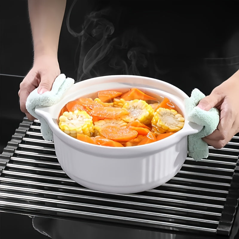 1pc deluxe roll stainless steel dish drying rack space