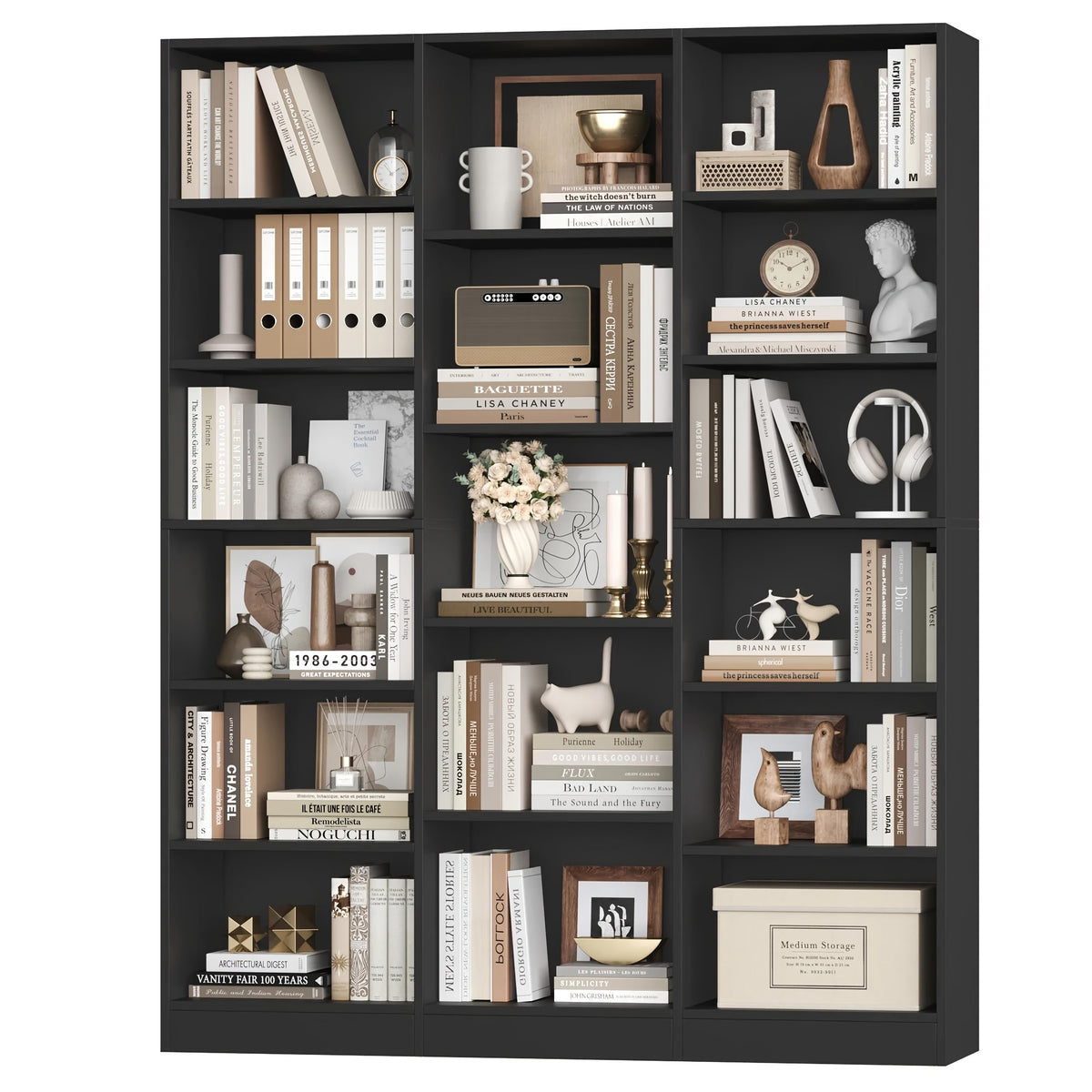 fultru triple wide bookshelf 6 tier large bookshelf bookcase