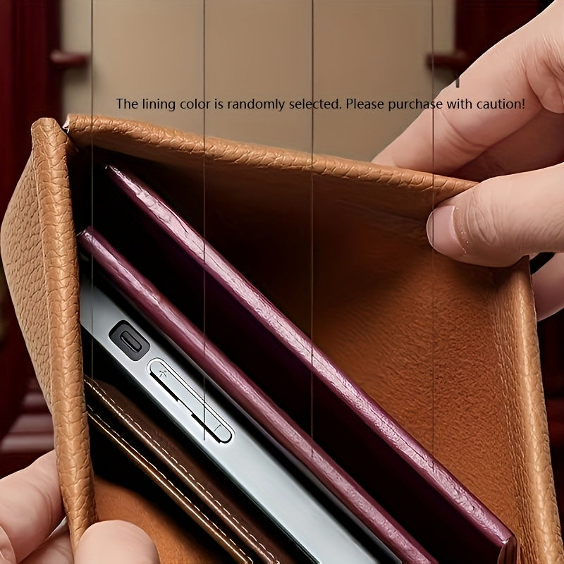 cowhide long womens wallet automatic closure