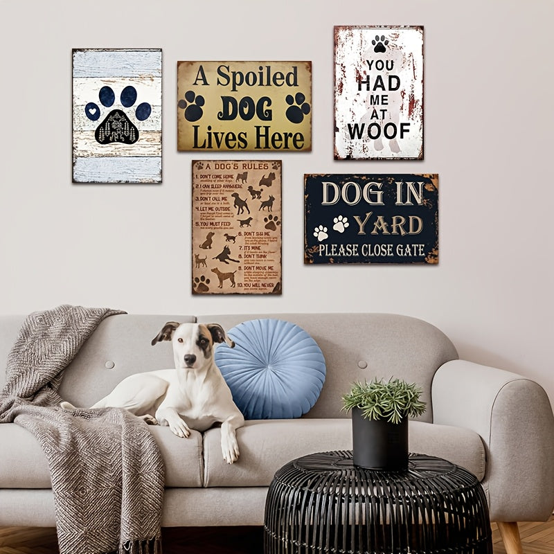 5pcs vintage dog breed metal wall art set retro 8x12 inch