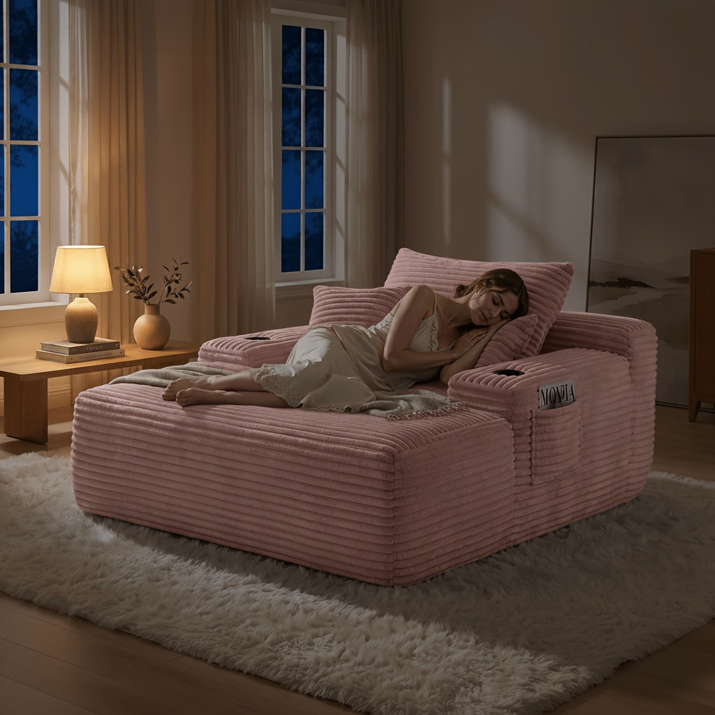 extra large boneless sofa chaise lounge cup holder side