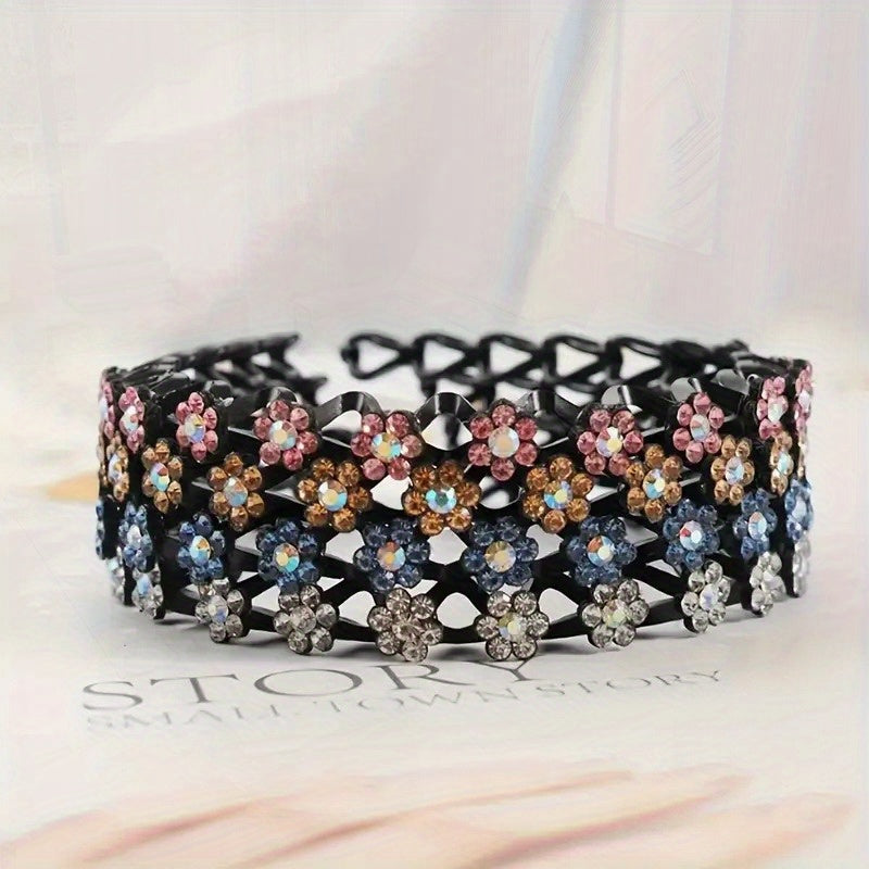 4pcs womens hair tie hair rope inlaid rhinestones beaded