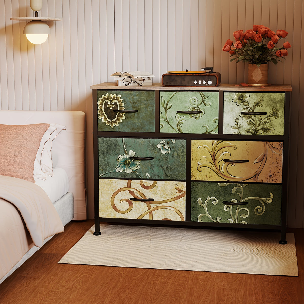 medieval style storage cabinet vintage floral texture sturdy