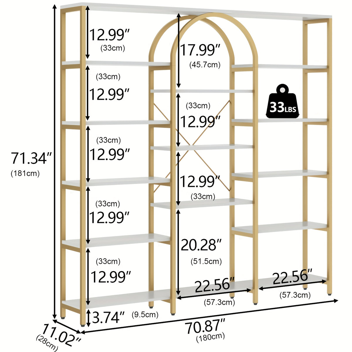 triple   tier large open bookshelf tall storage display