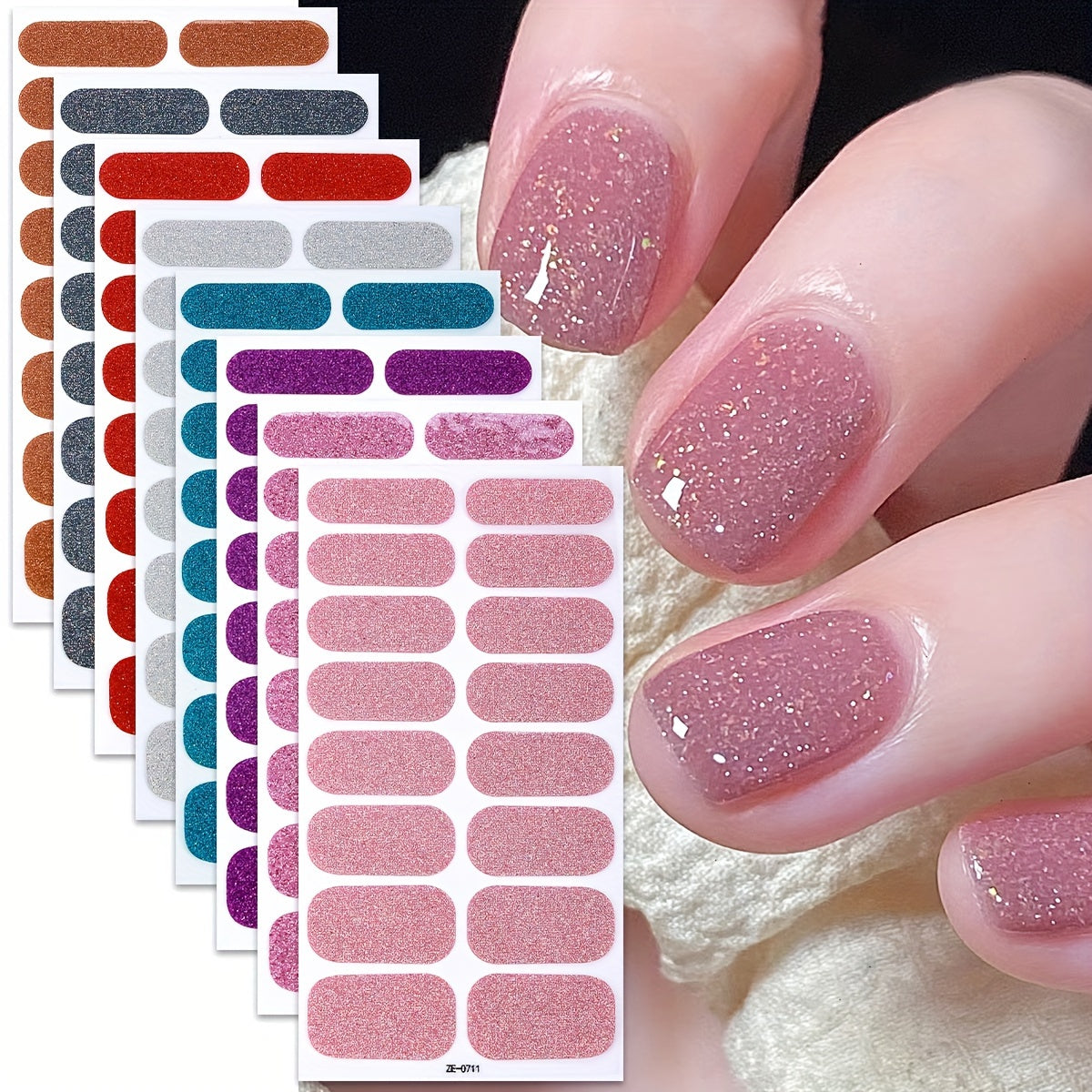 8 sheets nail full wraps nail polish strips pink nail