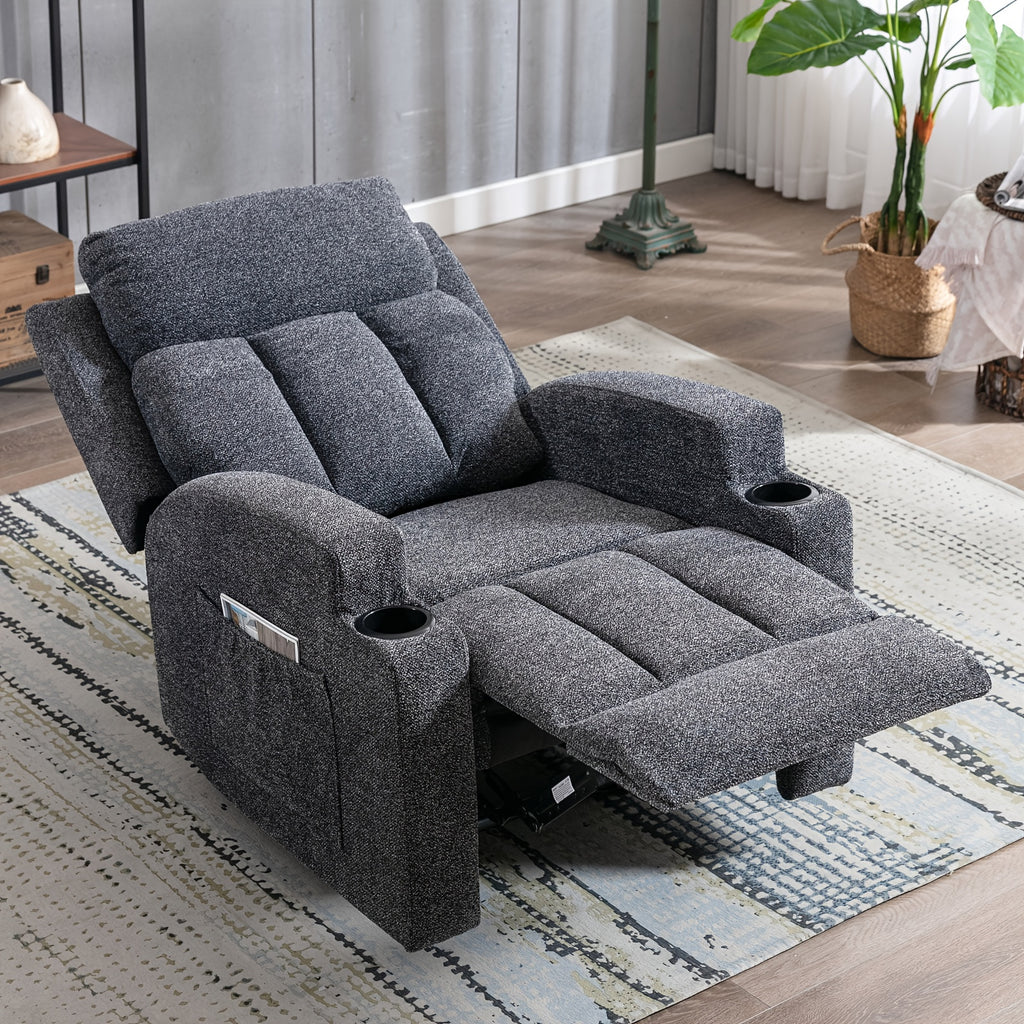 manual recliner chair massage heat soft fabric