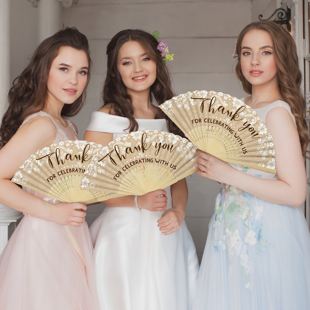 50pcs decorative folding fans wedding foldable hand fans