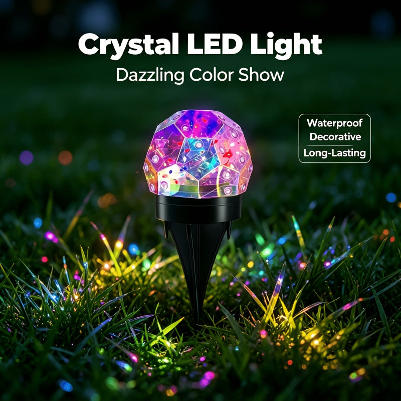 2pcs solar color changing crystal ball ground plug light