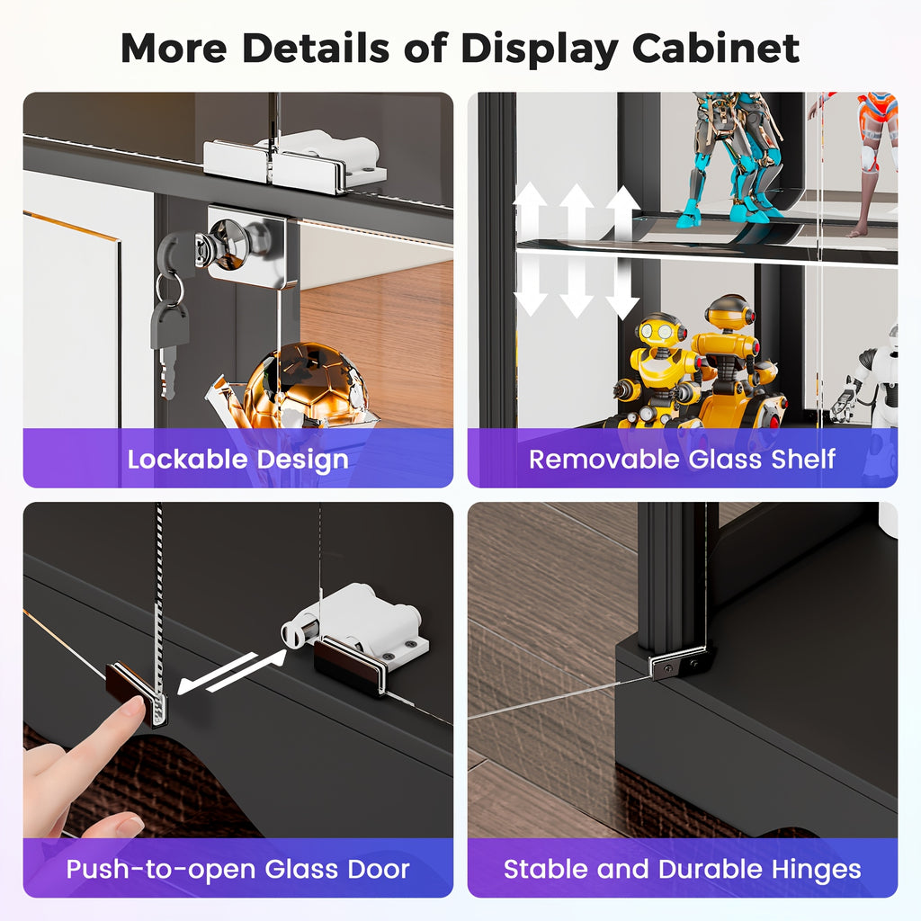 display cabinet glass doors 71 tall   rgb lights