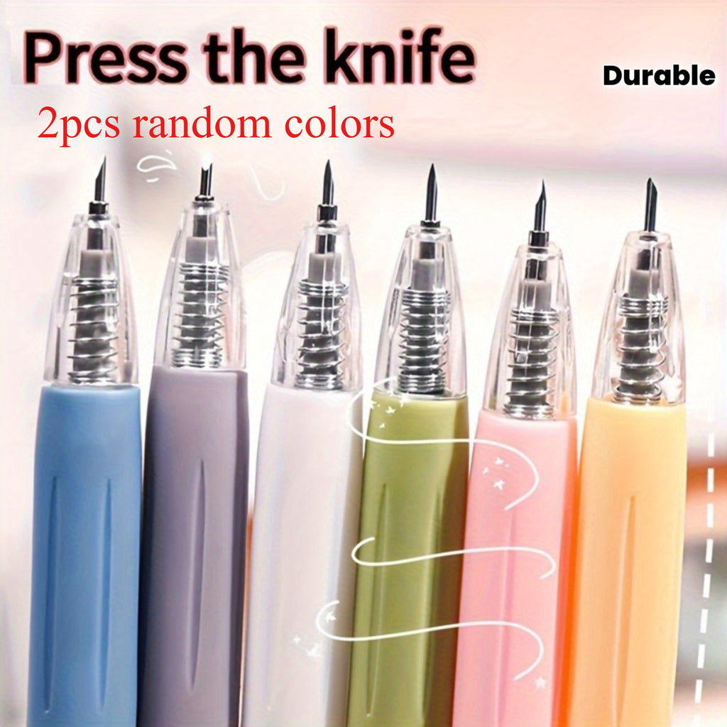2pcs random color retractable craft knives press stretch
