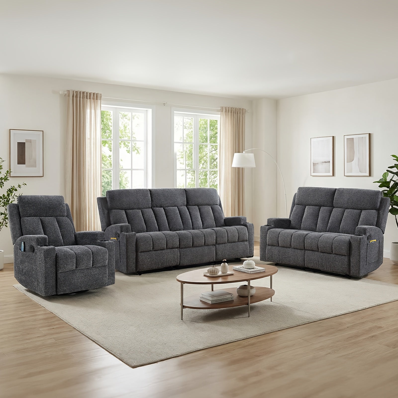 1pc 3pcs manual recliner living room set 1 seater 2 seater 3