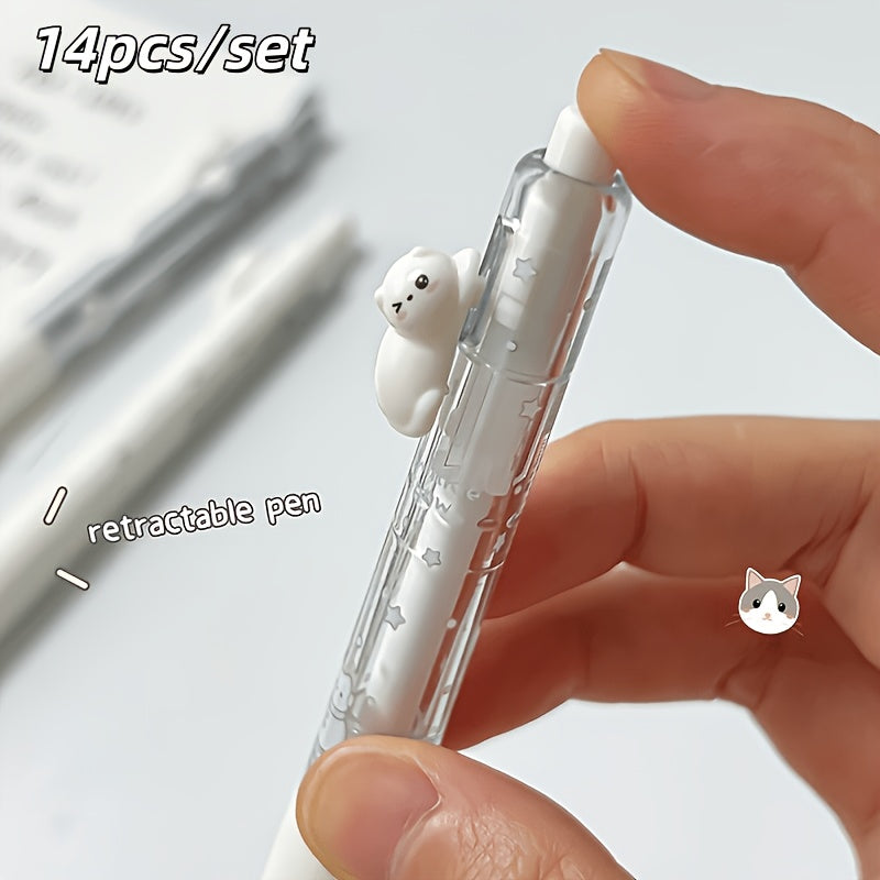 14 pack cute cat shaped   pens 0 5mm fine tip black