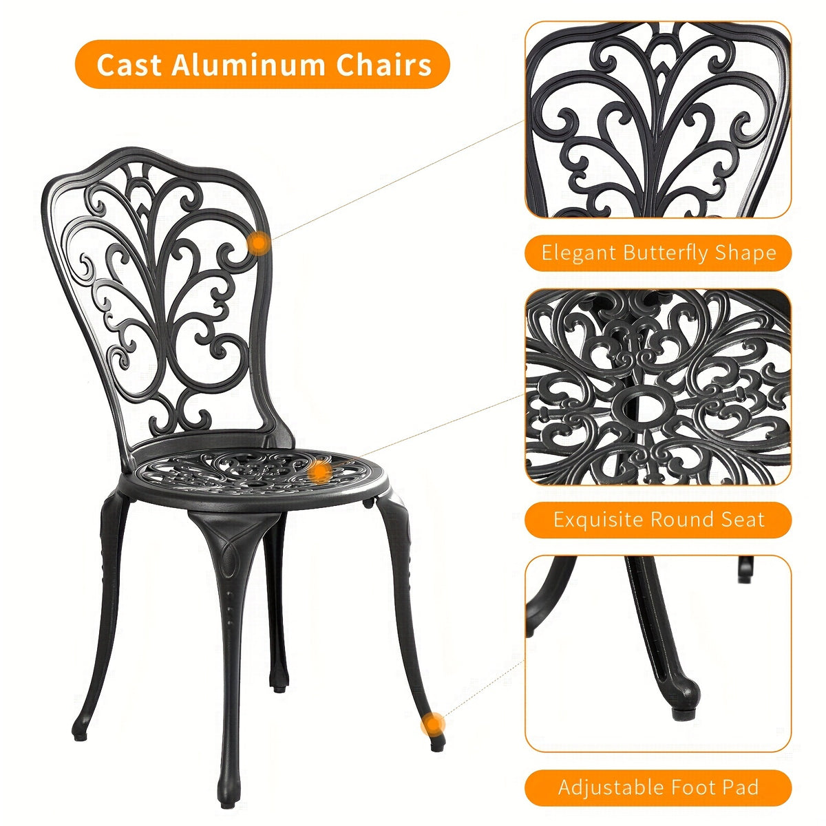 set 3pcs outdoor cast aluminum outdoor bistro