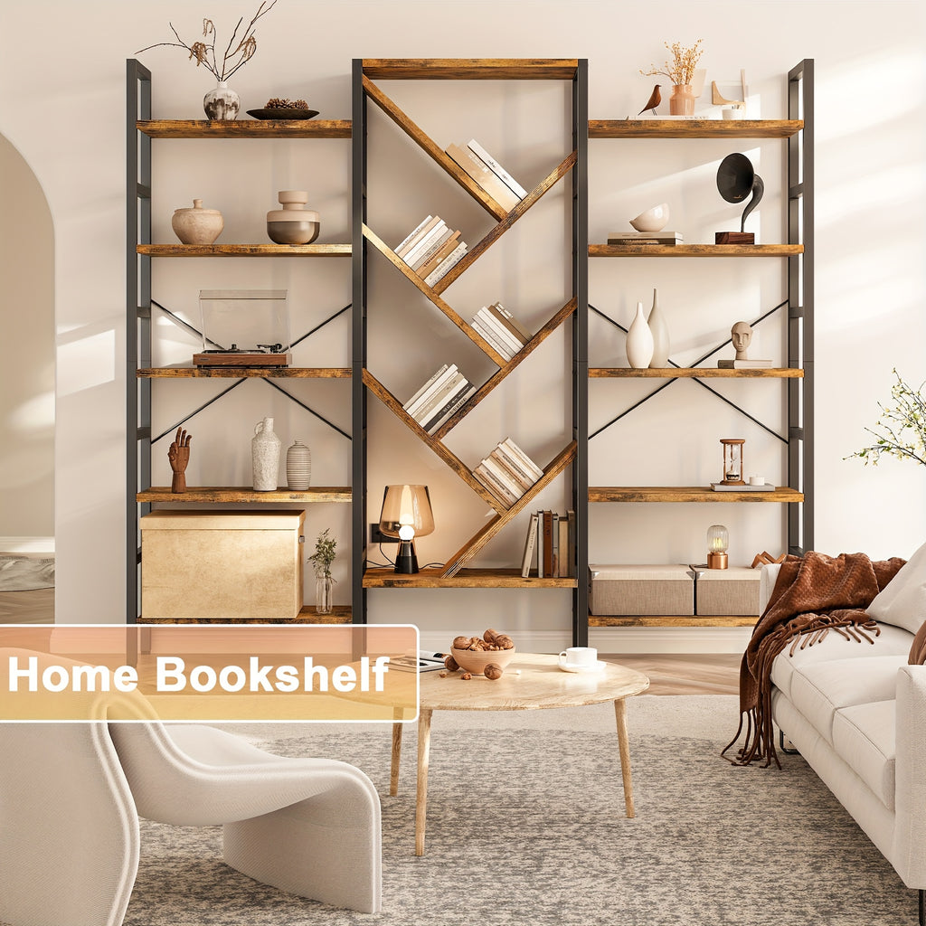 a   wooden bookcase measuring 70 9 x 70 featuring 5
