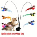 random colors 2pcs artificial birds 1 set interactive cat