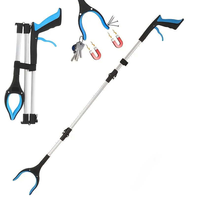 tri fold blue extra long 43 inch foldable trash grabber