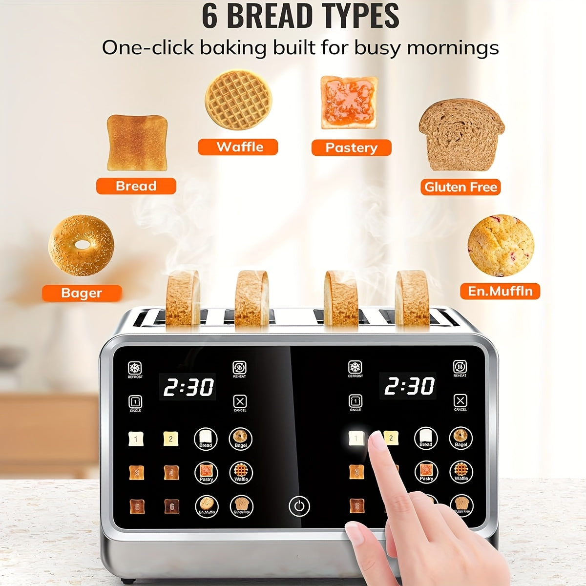 toaster 4   stainless steel digital smart toaster