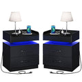 modern led bedside table charging station wooden bedside