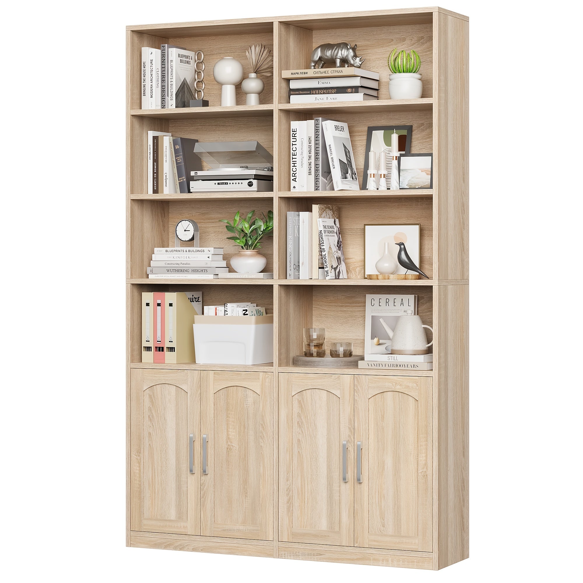 fultru bookshelf bookcase doors 6 tier   large
